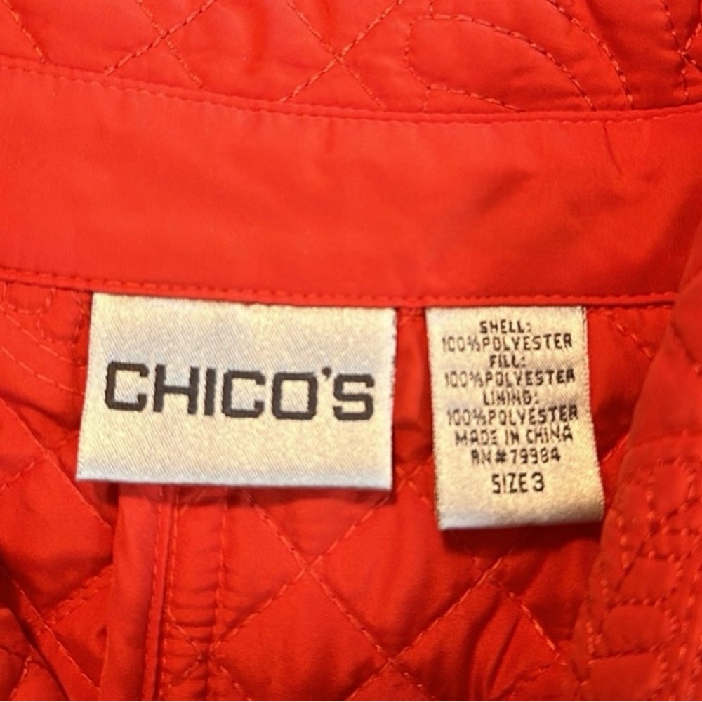 Chicos Quilted Embroidered Orange Jacket size XL Chico’s size 3 - Picture 9 of 10